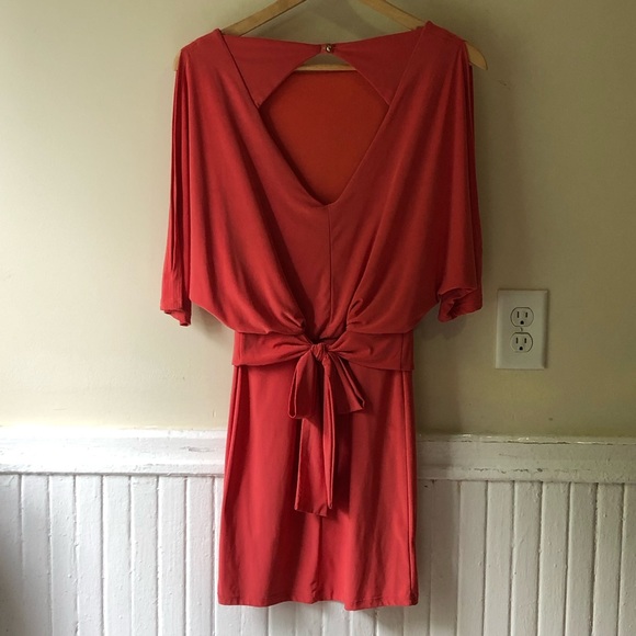 Coral Dolman Dress with a Bow in the Back - Picture 2 of 8